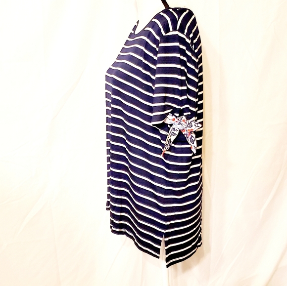 NWT Maison Jules Plus Size Striped Bow Trim Tee - Picture 4 of 8